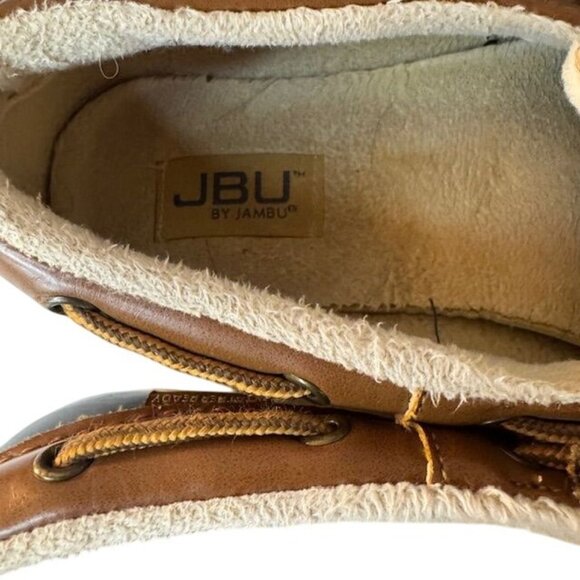 JBU By Jambu Womens Duck Shoes Size 8.5M Brown & Navy Waterproof Slip-On Rubber - Picture 3 of 6